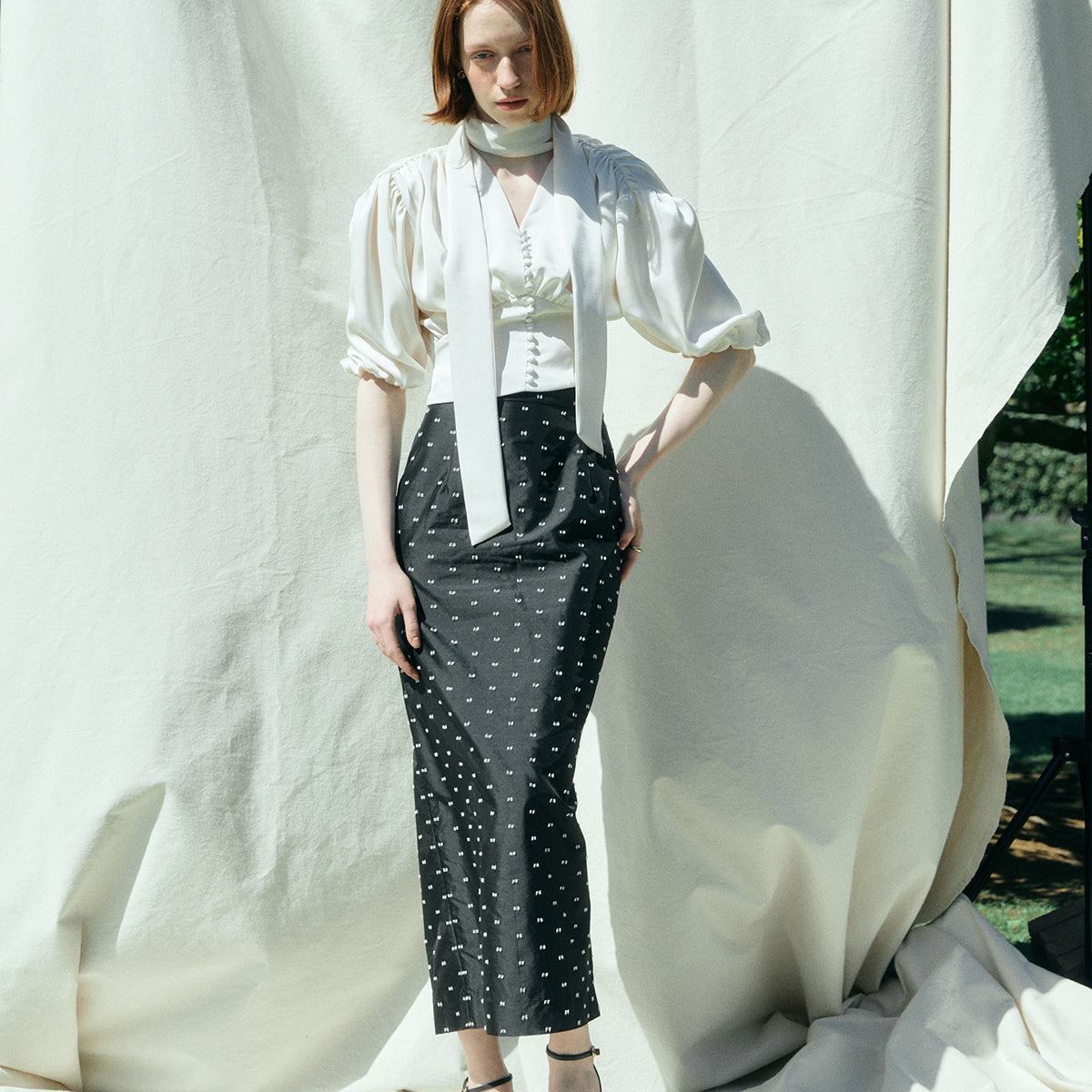 CAMILLE DOT JACQUARD SKIRT