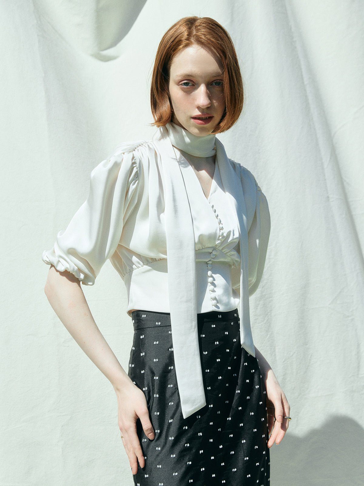 CAMILLE DOT JACQUARD SKIRT