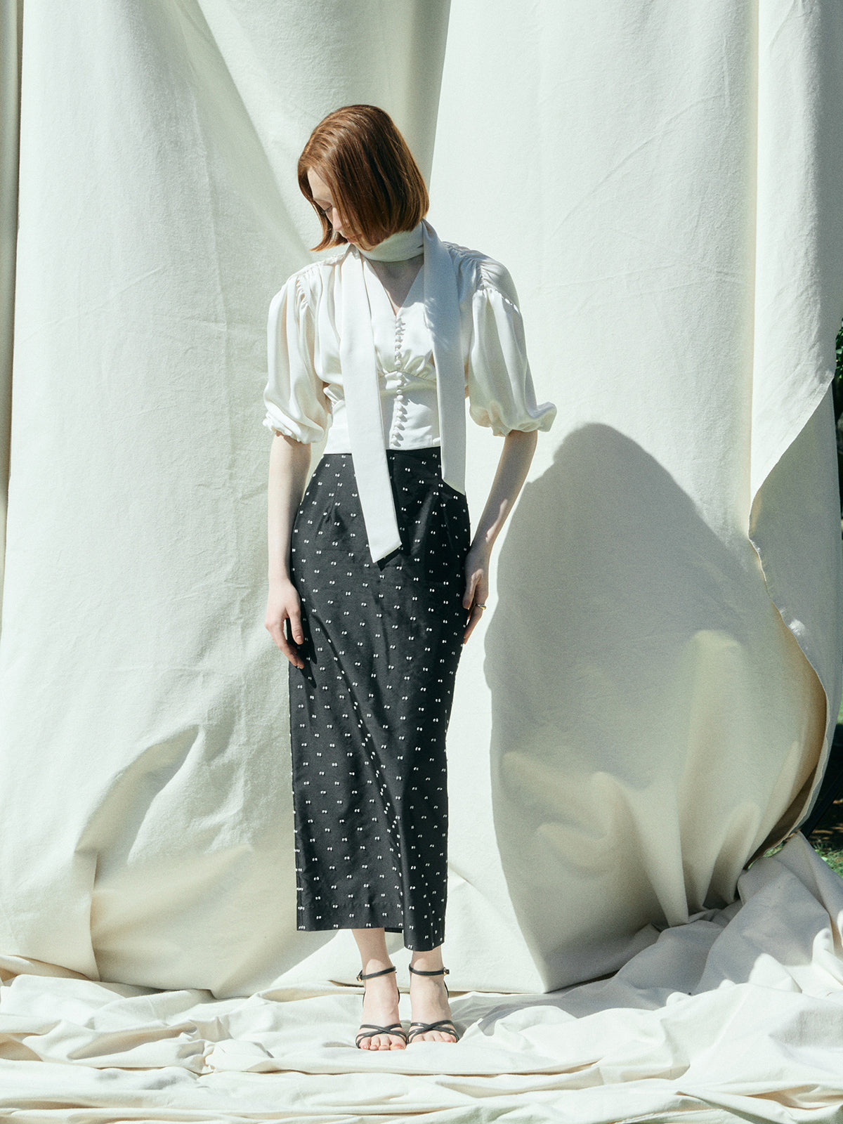 スカート Dot Jacquard Flared Skirt CAMILLEDOTJACQUARDSKIRT