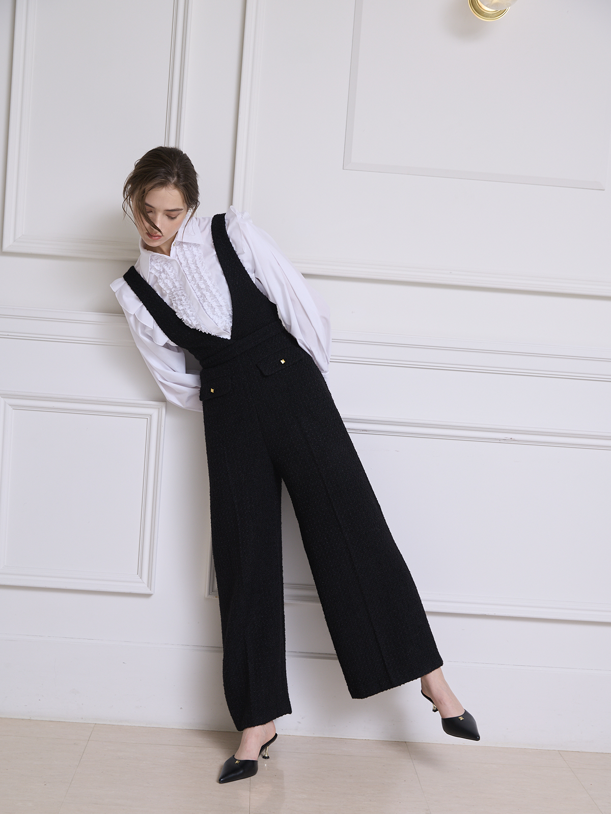 ツイードサロペットパンツ