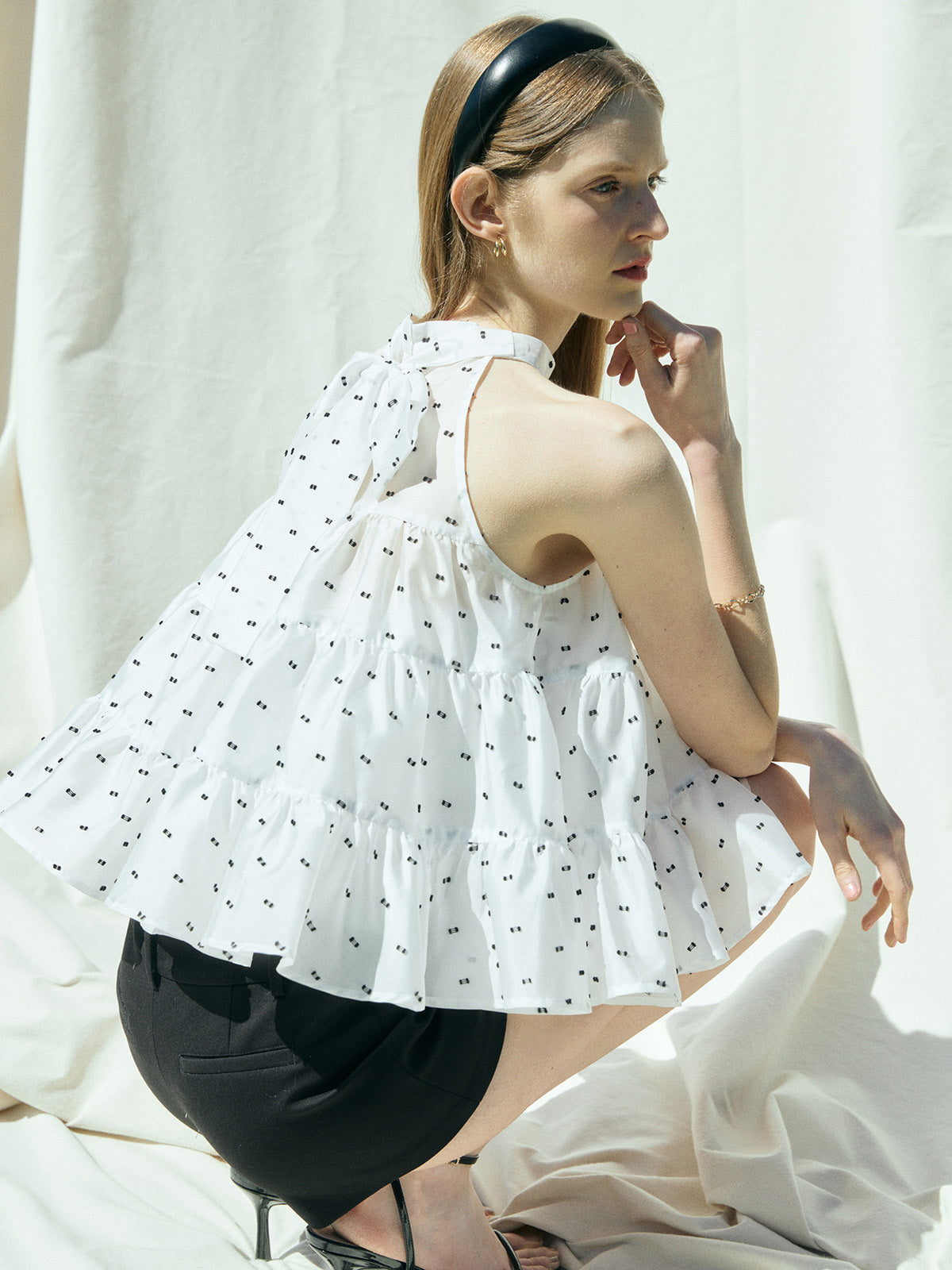 CAMILLE DOT JACQUARD TOP