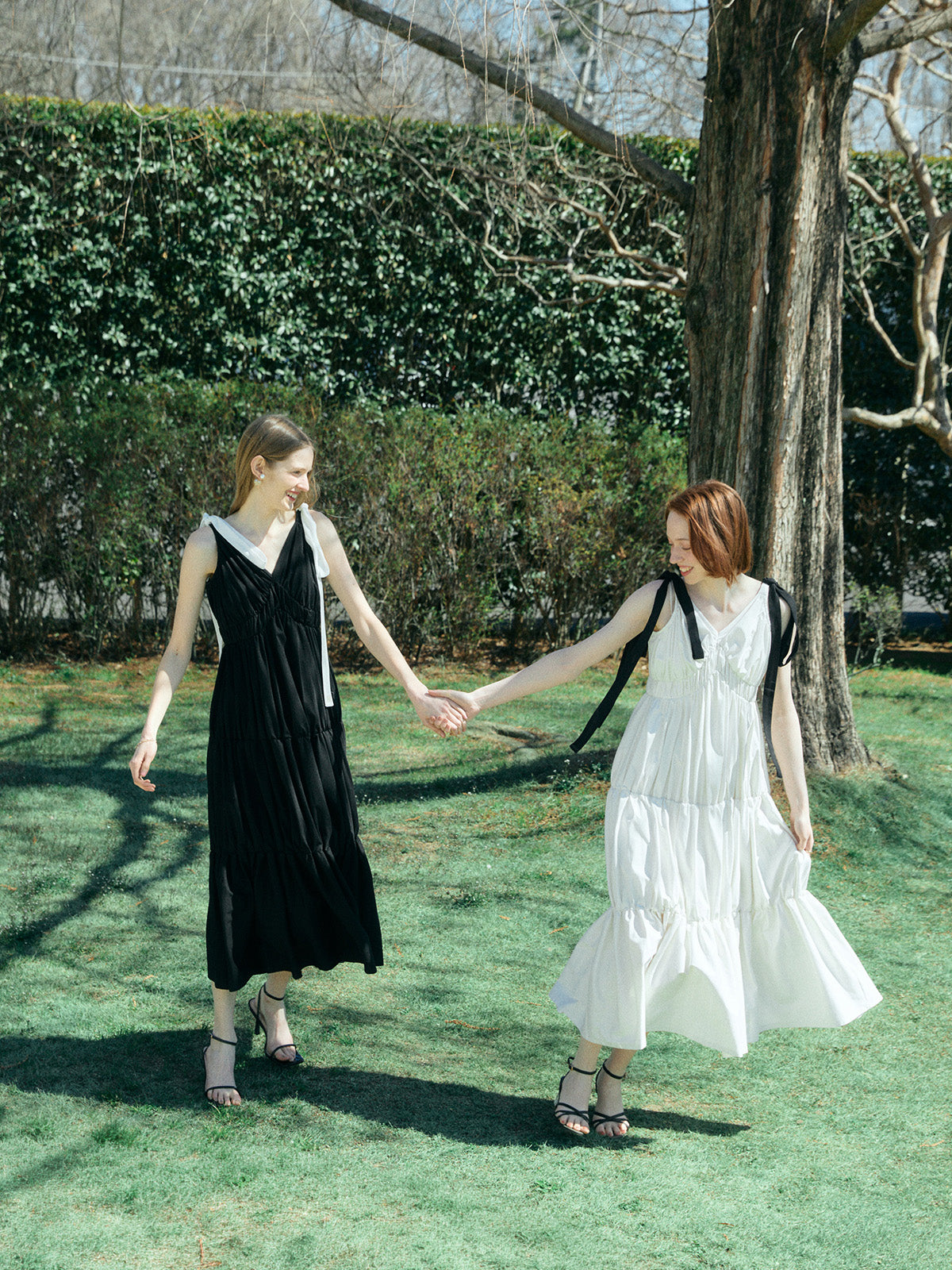 RIBBON SHOULDER CUT DRESS