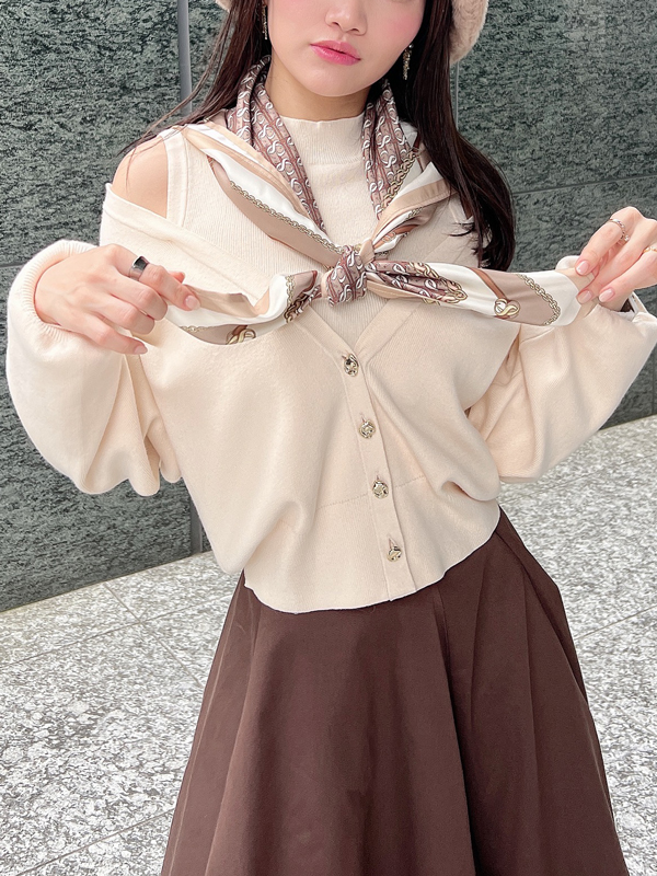 es scarf マルチウェイニットプルオーバー(F IVORY): トップス