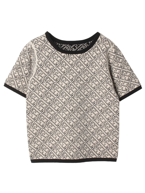 ES spring monogramリバーシブルニット(F BEIGE): トップス