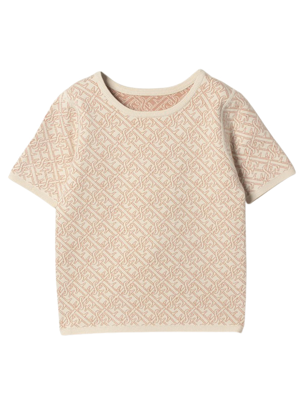 ES spring monogramリバーシブルニット(F BEIGE): トップス