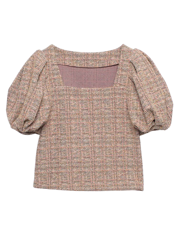 カットツイードパフスリーブトップス(F BEIGE): TOPS