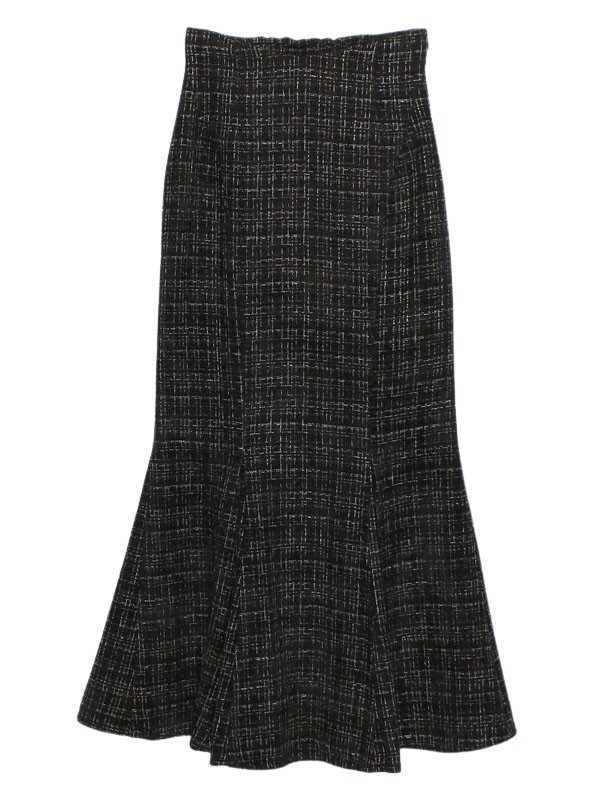 ハイウエストツイードマーメイドスカート(XS BLACK): ボトム