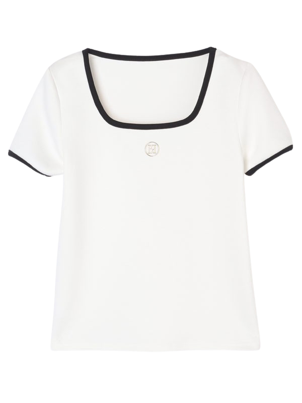 eimyモチーフロゴパイピングTシャツ(F WHITE): トップス