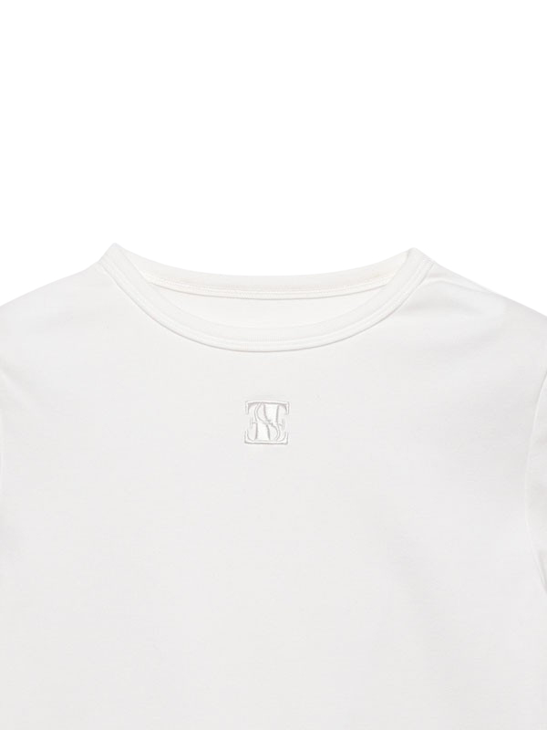 EimyモチーフエンブロイダリーフィットTシャツ(F WHITE): トップス