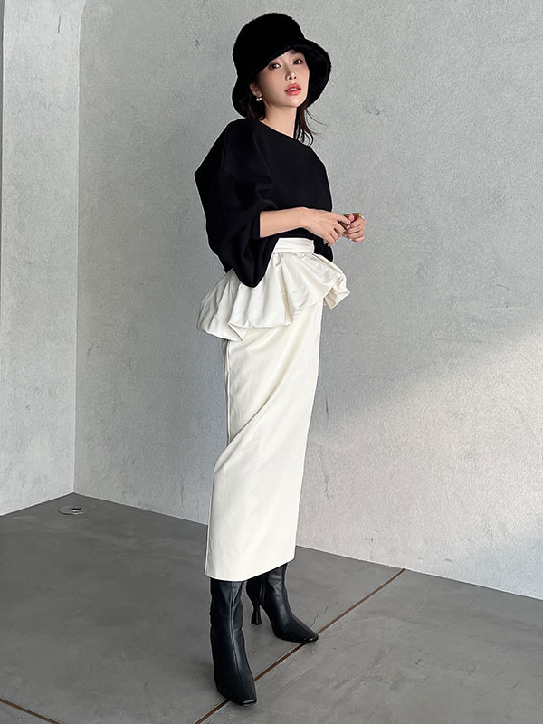 バルーンフリルペプラムスカート(XS WHITE): ボトム