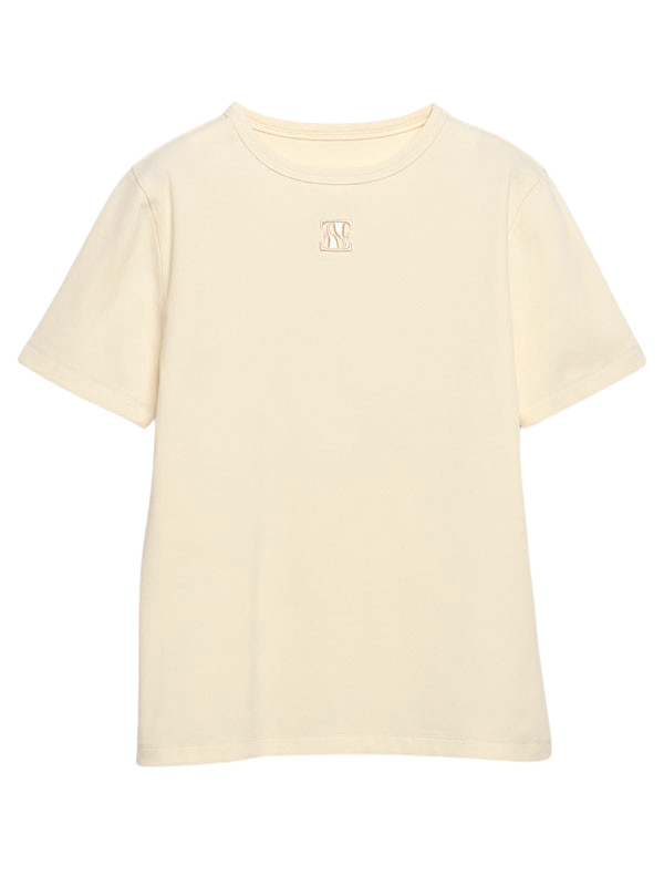 EimyモチーフエンブロイダリーフィットTシャツ(F WHITE): トップス