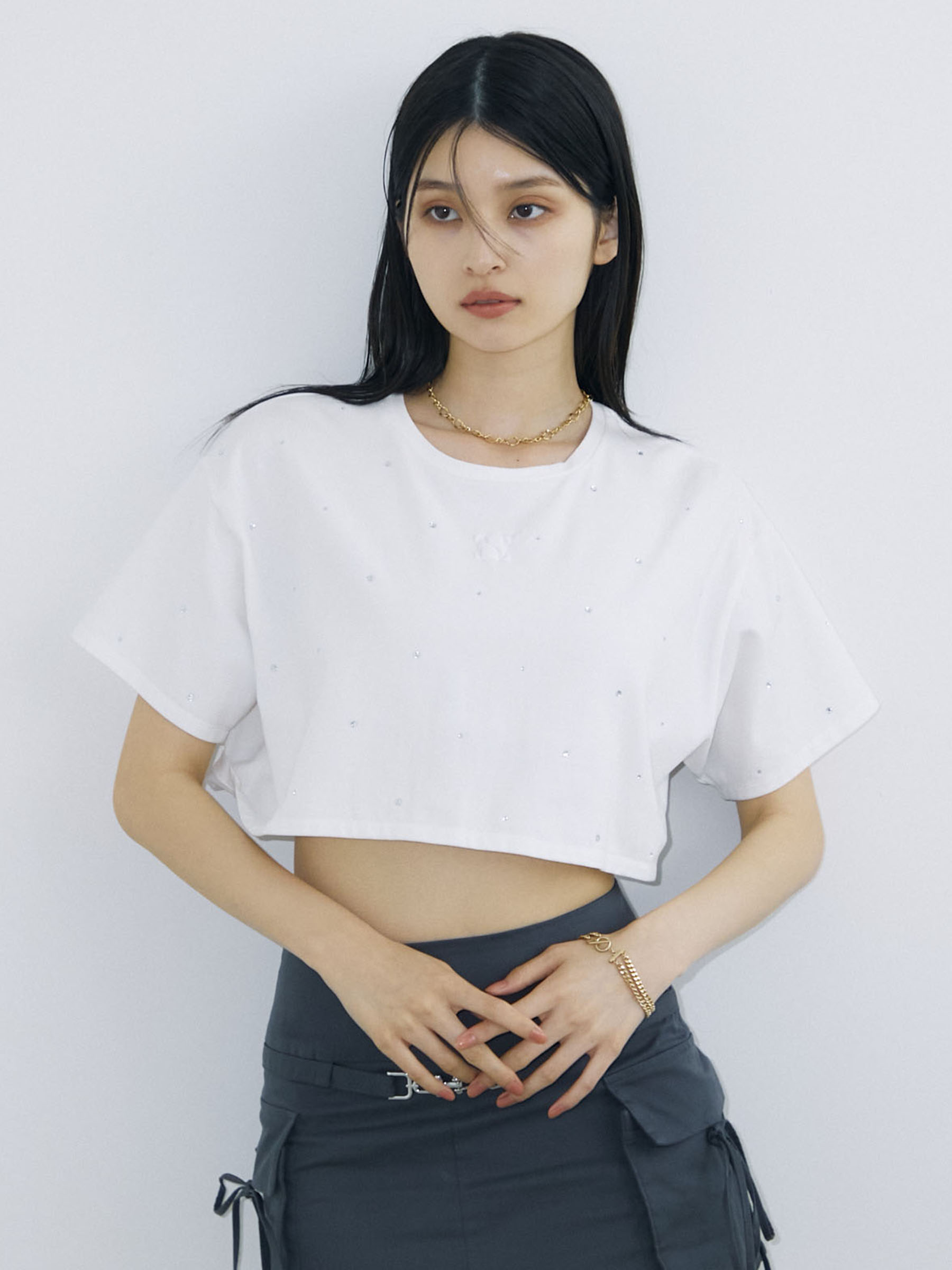 ランダムビジュークロップドトップス(F WHITE): TOPS