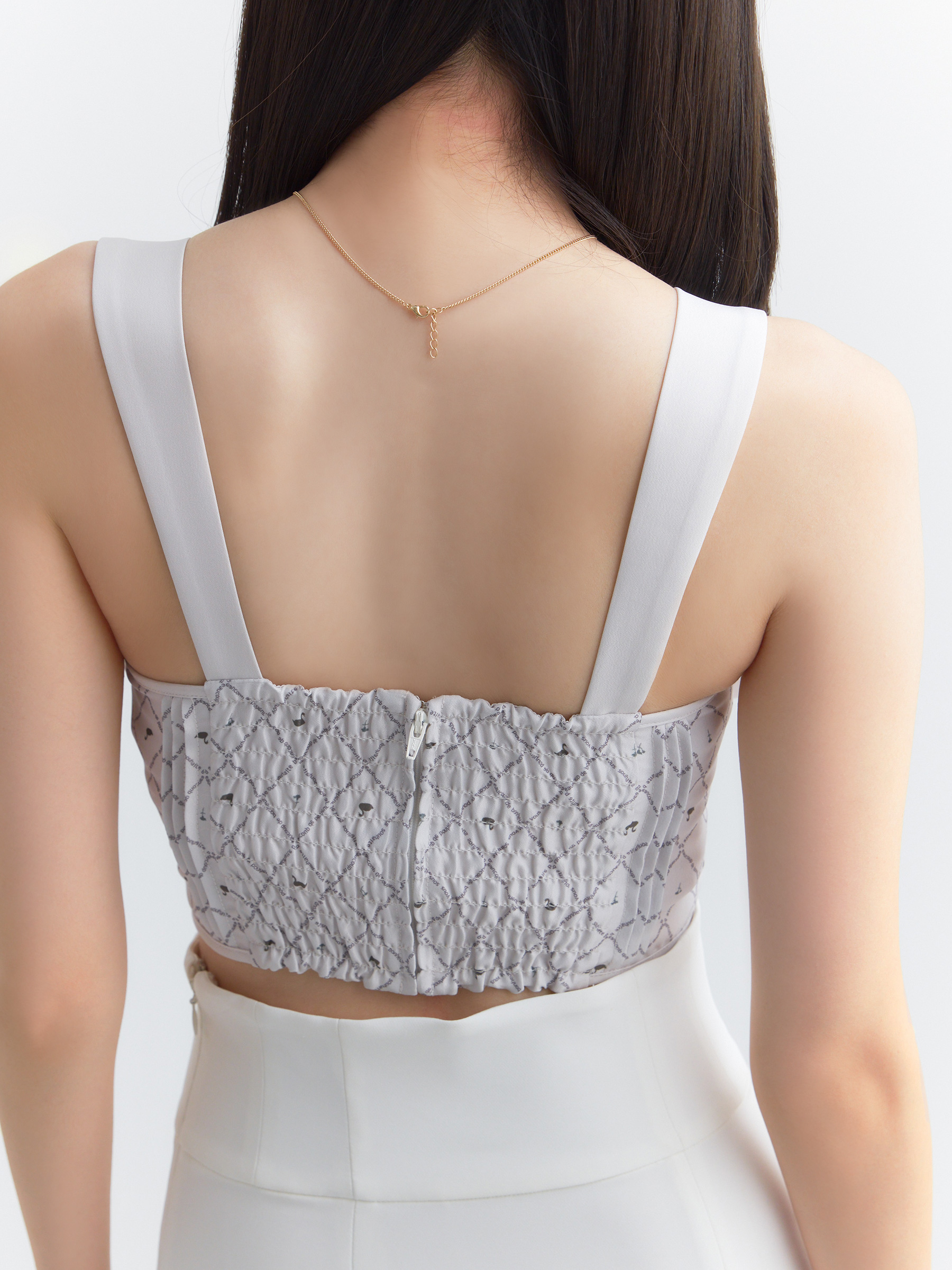 swan patternクロップドリボントップス(F WHITE): TOPS