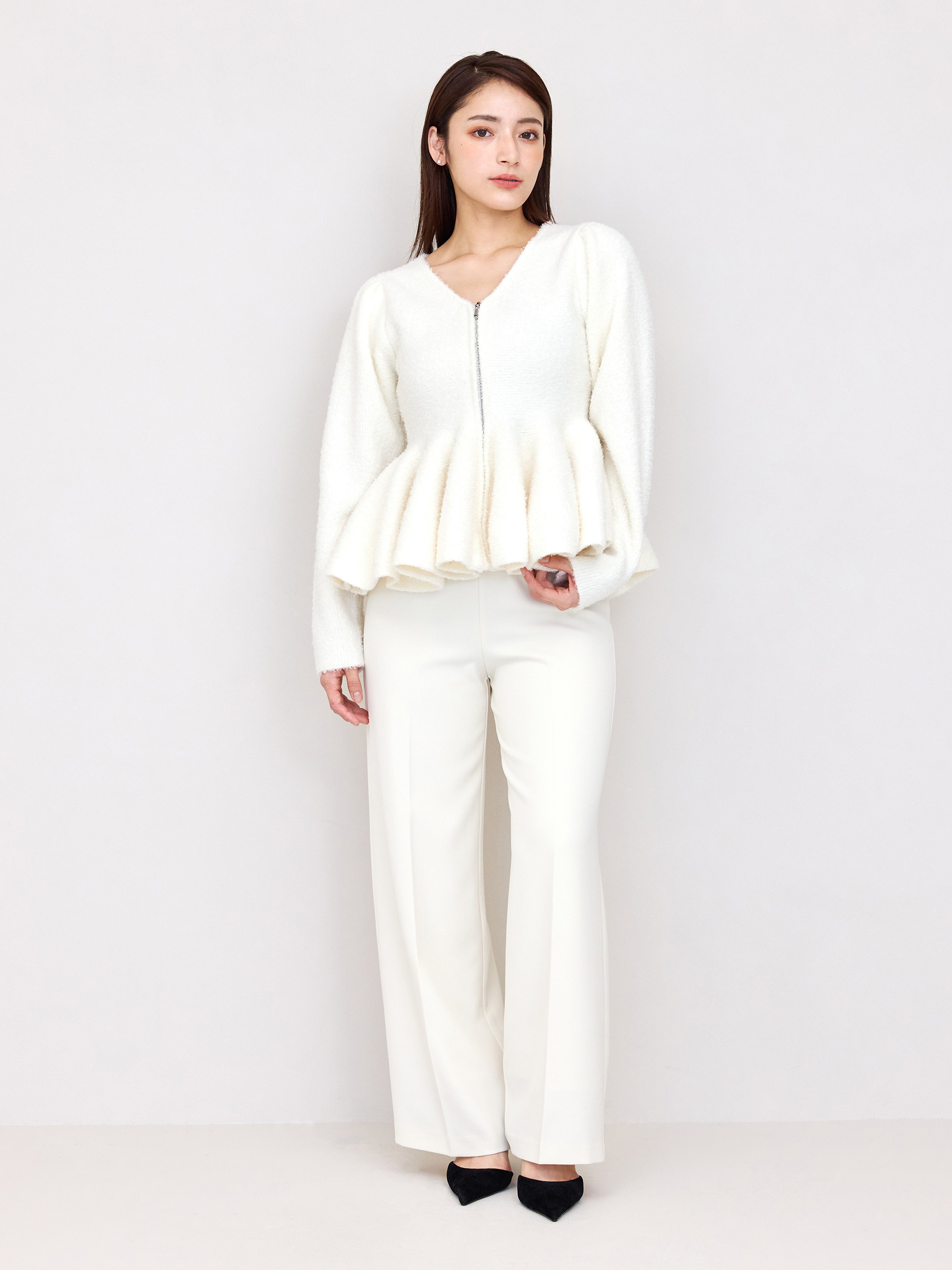 ペプラムジッププルオーバー(F IVORY): TOPS