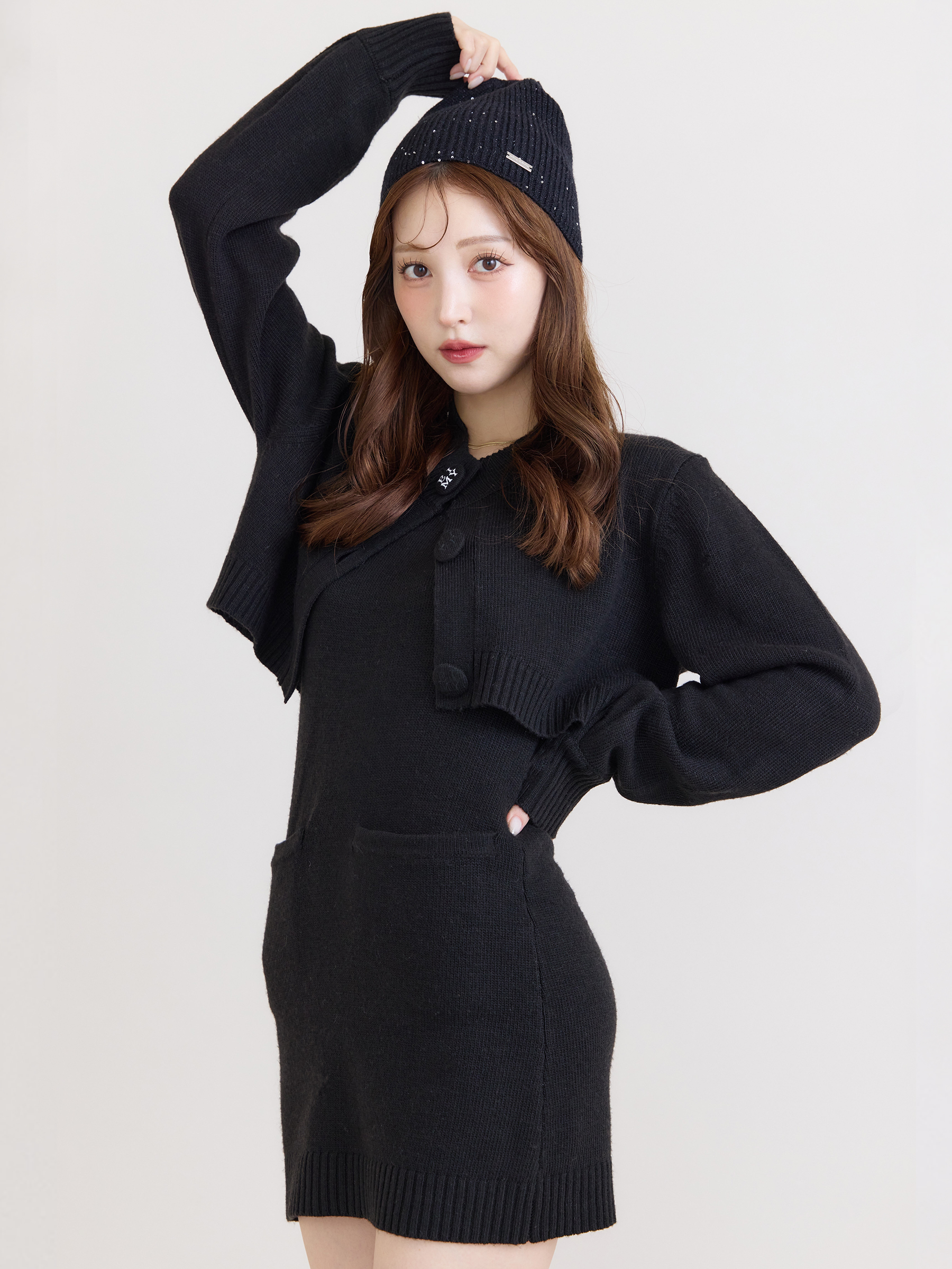 EIMYロゴボタンニットセットワンピース(F BLACK): ONEPIECE