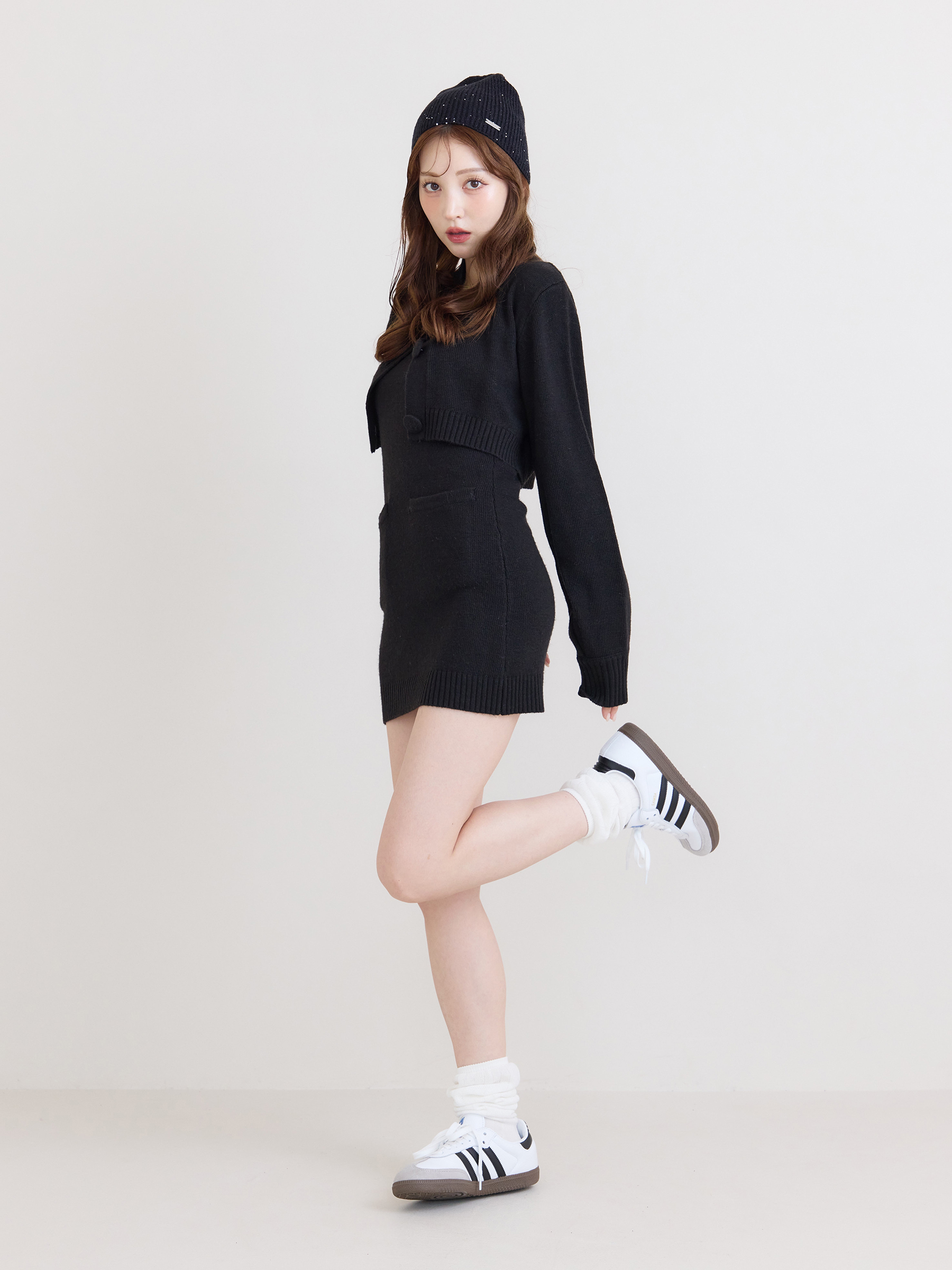 EIMYロゴボタンニットセットワンピース(F BLACK): ONEPIECE